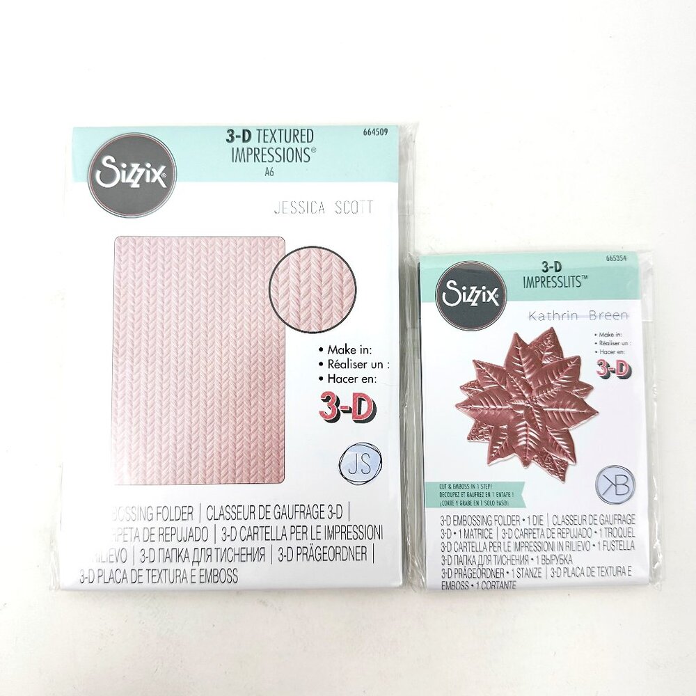 Sizzix 3-D Impressions Holiday Bundle KNITTED Pattern Kathrin Breen Poinsettia
